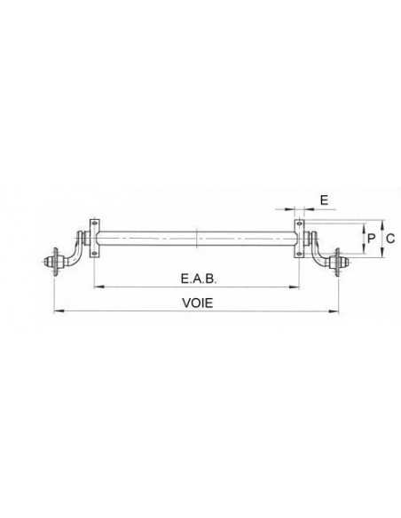 ESSIEU 750kg EAB 1200 / VOIE 1500 4X100 - Malbert - Remorques et Pieces